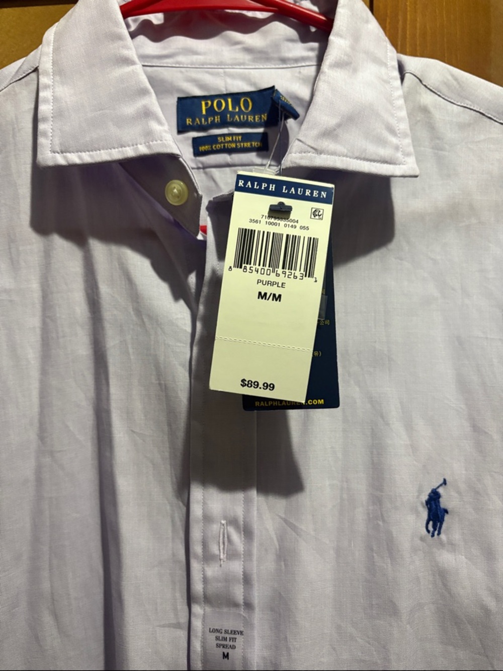 Polo by Ralph Lauren Men's Pale Lilac Dress Shirt with Navy Pony slim fit - Picture 3 of 3